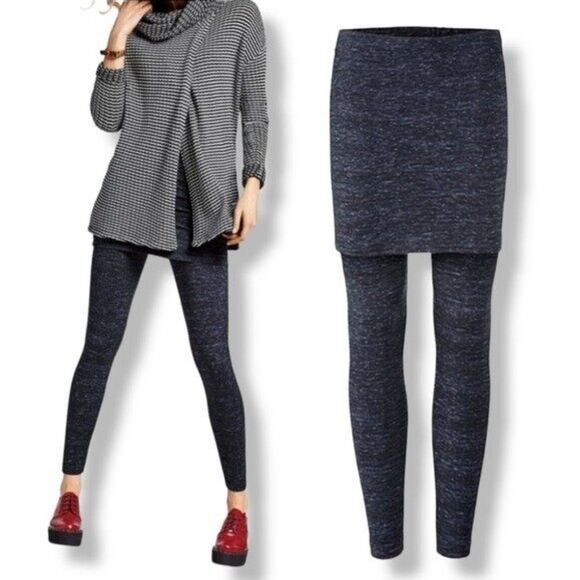 CAbi Dark Grey Black Heathered Skirted Skort Stretchy Leggings Pants - Picture 1 of 7